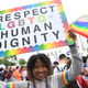 Demonstrators in favor of LGBT rights rally outside the US Supreme Court in Washington, DC, on October 8, 2019, as the Court holds oral arguments in three cases dealing with workplace discrimination based on sexual orientation.
